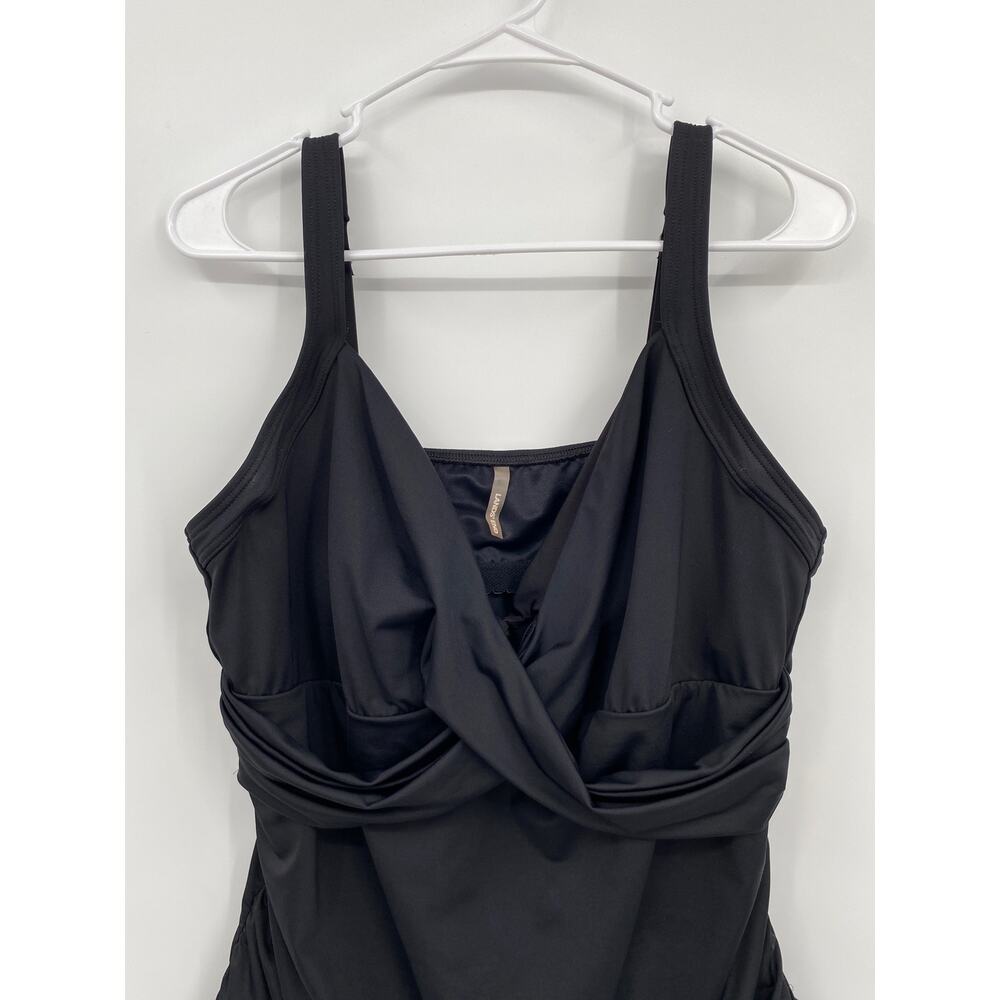 Lands End Women's Chlorine Resistant Wrap Underwire Tankini Swimsuit Top 18 - Picture 2 of 11